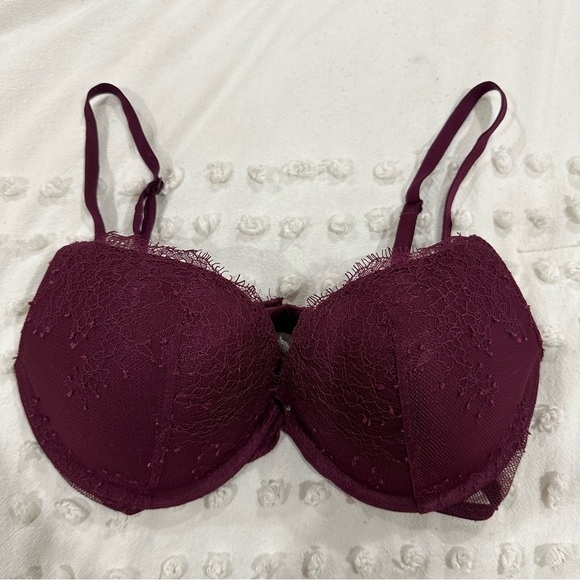 Victoria's Secret Other - Victorias Secret Burgandy Lace Very Sexy Push Up Bra Size 32D